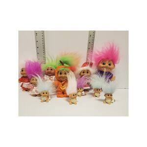 Troll Doll Russ Lot of 12 and Norfin carry case TM 1992